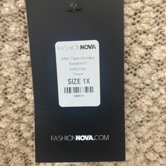 Fashion Nova After Dark Taupe Hooded Sweatshirt Plus Size 1X Women’s - Picture 9 of 15